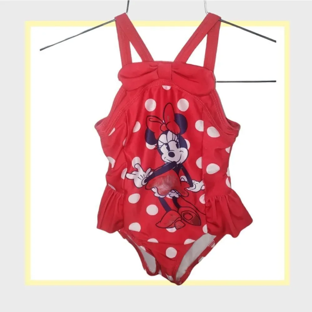 DISNEY Store SWIMSUIT for GIRLS - MINNIE MOUSE one piece RED BOW 3